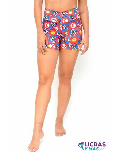 Licras cortas supplex diseño Mario Bross Licras cortas supplex diseño Mario Bross