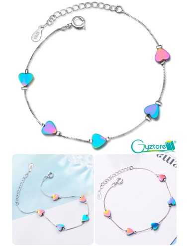 Pulsera de corazones tornasol