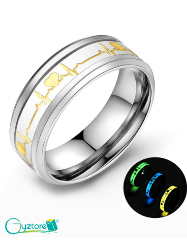 Anillos para parejas Hearbeat brilla en oscuridad