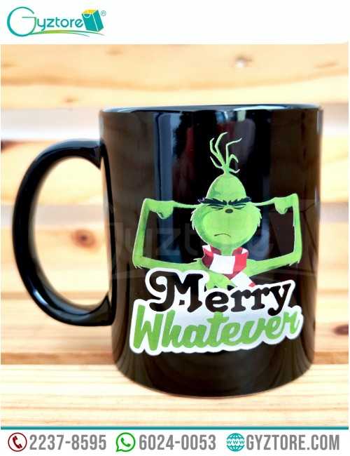Taza negra diseño del Grich "Merry Whatever" Taza negra diseño del Grich "Merry Whatever"