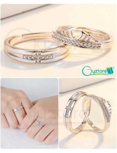 Anillos ajustables de Corona y Cruz