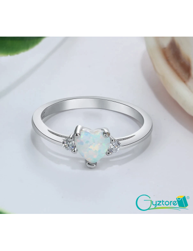 Anillo plata 925 ópalo blanco