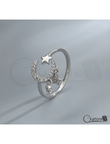 Anillo plata 925 luna y estrellas