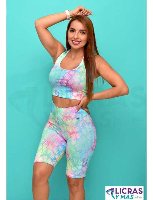 Biker suplex diseño verde estampado