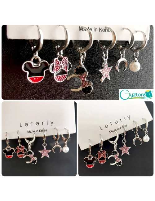 Set de 6 aretes diseño de Mickey