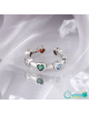 anillo ajustable diseño de corazones de colores, plata 925