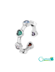 anillo ajustable diseño de corazones de colores, plata 925