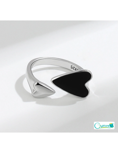 Anillo ajustable 2 corazones plata 925
