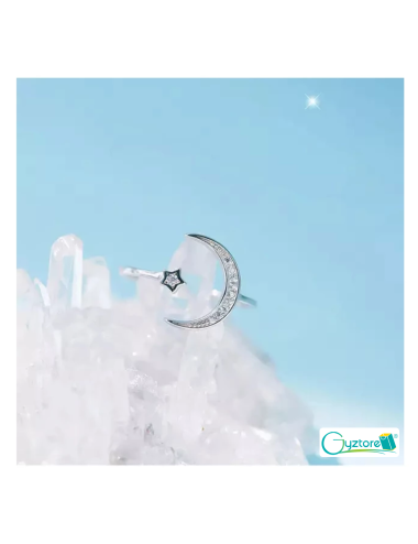 Anillo ajustable Luna y estrella plata 925