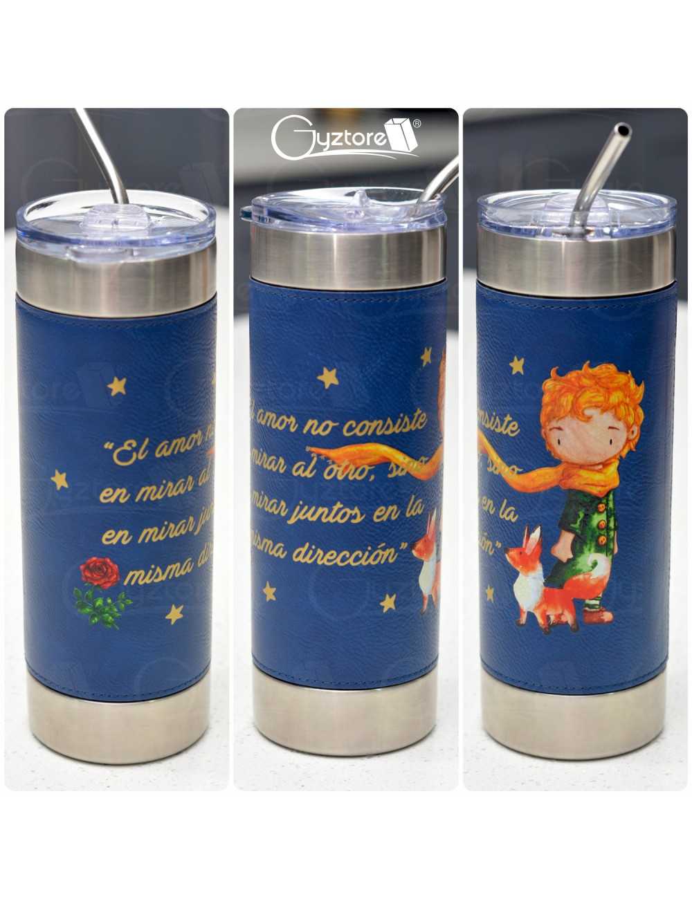 Botella "El Principito" revestimiento de cuero PU